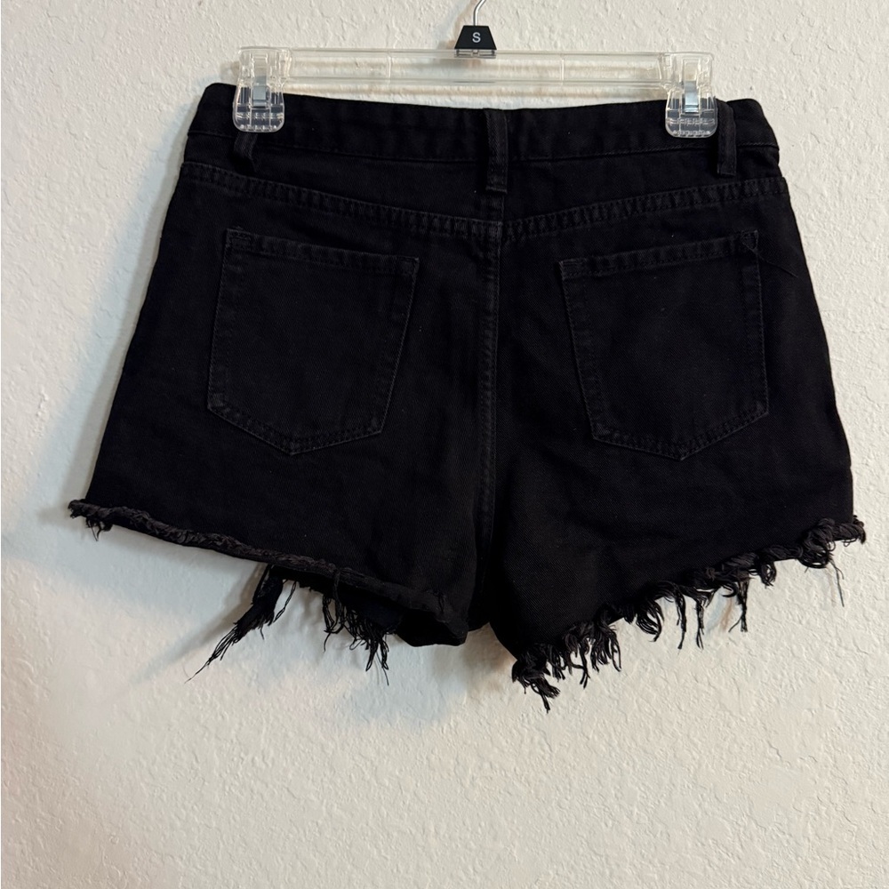 SHEIN Black Distressed Denim Shorts - Picture 5 of 7